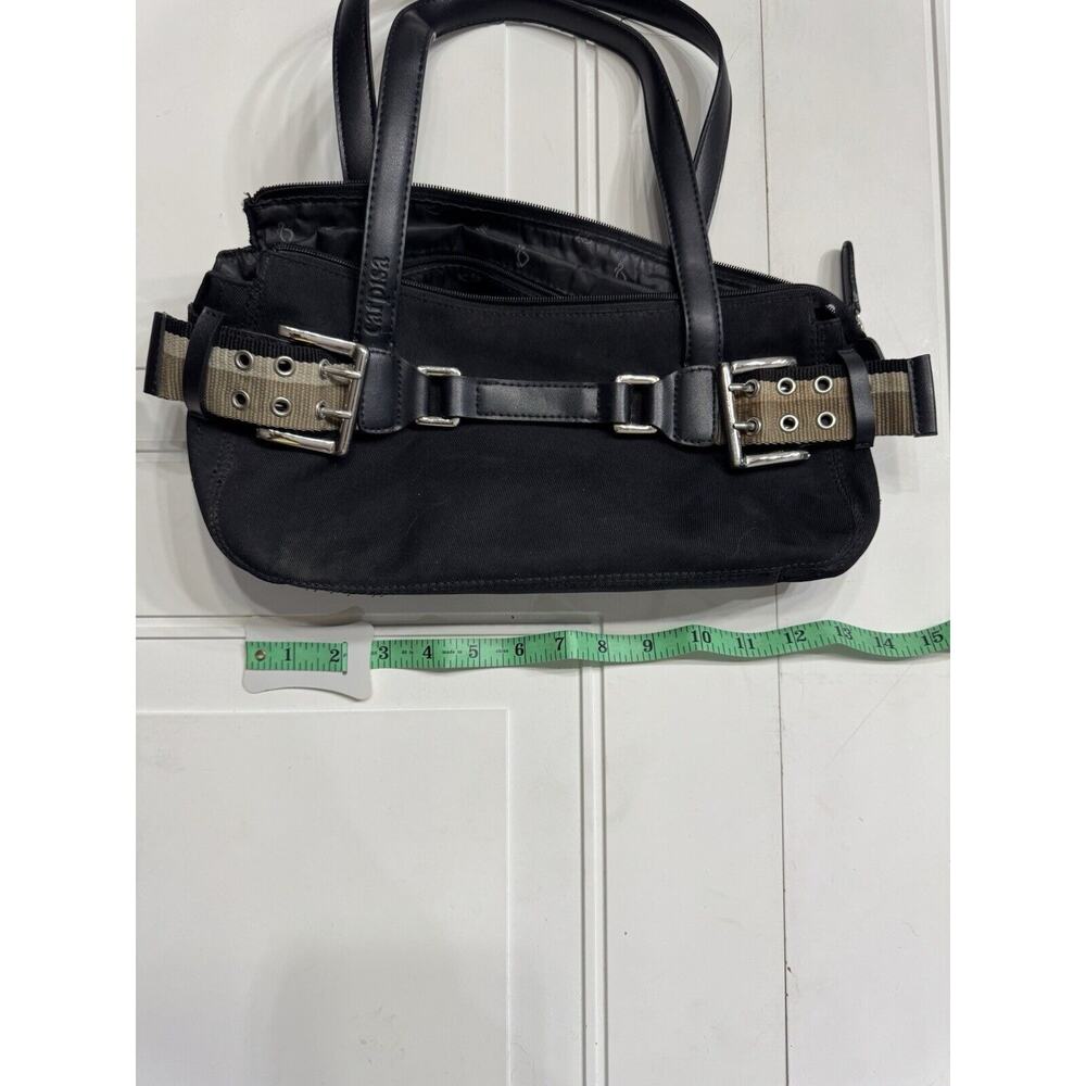 Carpisa Black Nylon Canvas Satchel Tote Side Strap Detail Purse - Picture 7 of 7